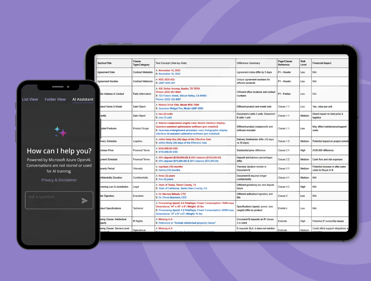 AI-powered document analysis - comparison