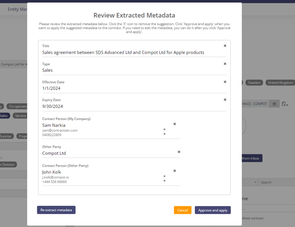 Review extracted metadata