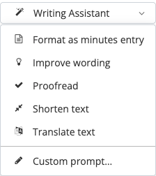 Writing assistant prompts